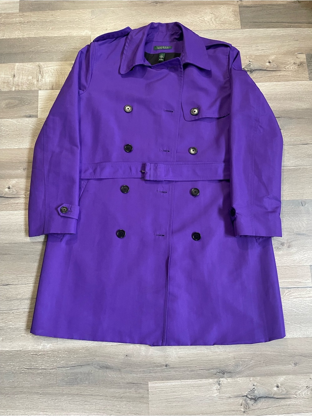 Ralph Lauren Purple Double-Breasted Trench Coat Large